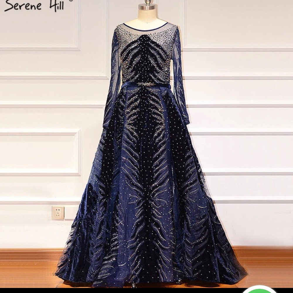 Serene Hill Navy Long Sleeve Gown - Picture 5 of 7